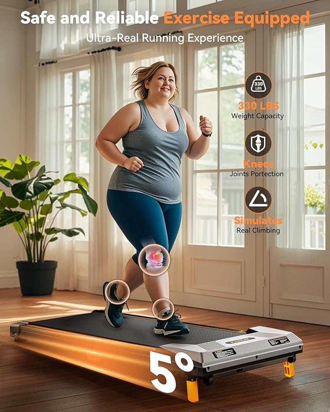 Walking Pad Treadmill, BestGod Incline Under Desk Treadmill 330lbs Capacity, 2.5HP Portable Treadmills for Home, Compact Treadmills Mini Running Machine with Remote Control