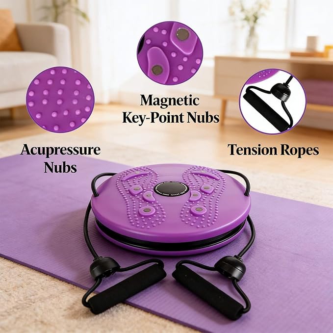 2026 Upgraded Waist Twister Machine with Arm Bands & Soothing Foot Massage – Home Machine Featuring Flex Disc for Core | Portable Waist Sculptor Board & Twist Exercise Platform for Body Toning