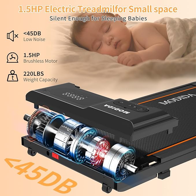 3 in 1 Walking Pad Treadmill with Handle | 1.5HP Under Desk Treadmill for Home Office | Foldable Compact Walking Jogging Running Machine | 220LBS Capacity, ≤45dB Quiet Treadmill
