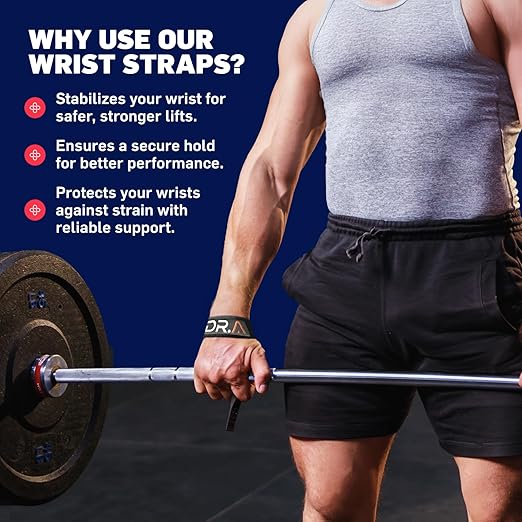 Dr. Arthritis Gym Wrist Wraps & Wrist Straps for Weightlifting Bundle (2 Pairs), Heavy-Duty Workout Straps Support for Everyday Training & Injury Recovery, Lifting Accessories for Men & Women (Black) (Wrap & Straps Combo (Black))