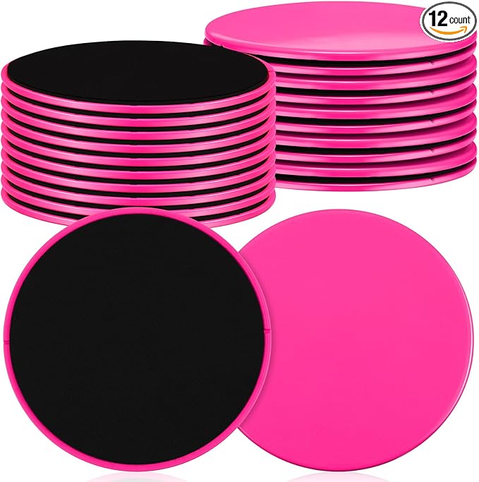 Jenaai 24 Pcs (12 Pairs) Core Sliders Exercise Glider Discs Bulk for Group Training Classes Fitness Slider for Working Out Dual Sided Core Gliding Discs AB Pads for Carpet Hardwood Floor