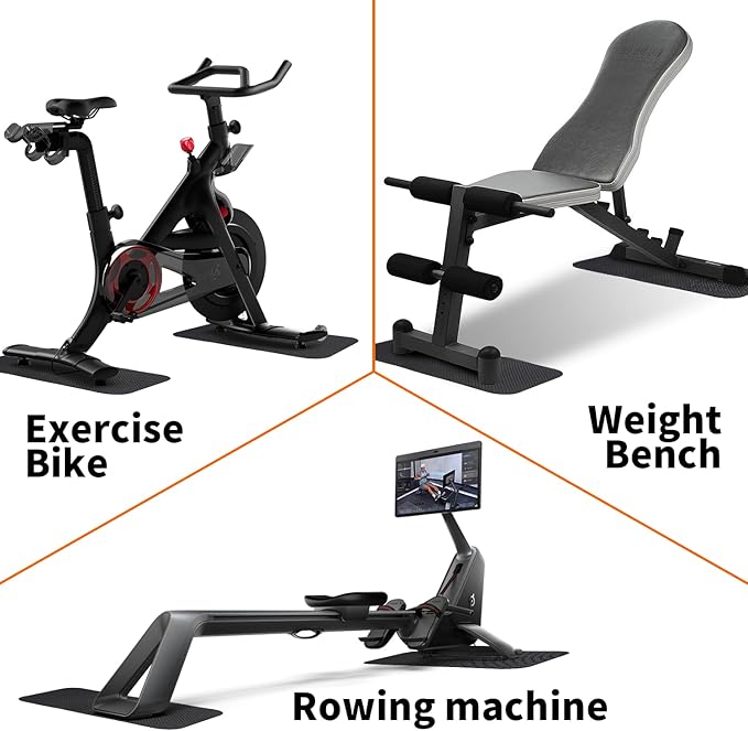 2-Pack Bike & Rowing Machine Mat for Carpet & Hardwood Floors, Compatible with Peloton/Yosuda, Anti-Slip Floor Protector Pad, Noise & Vibration Dampening