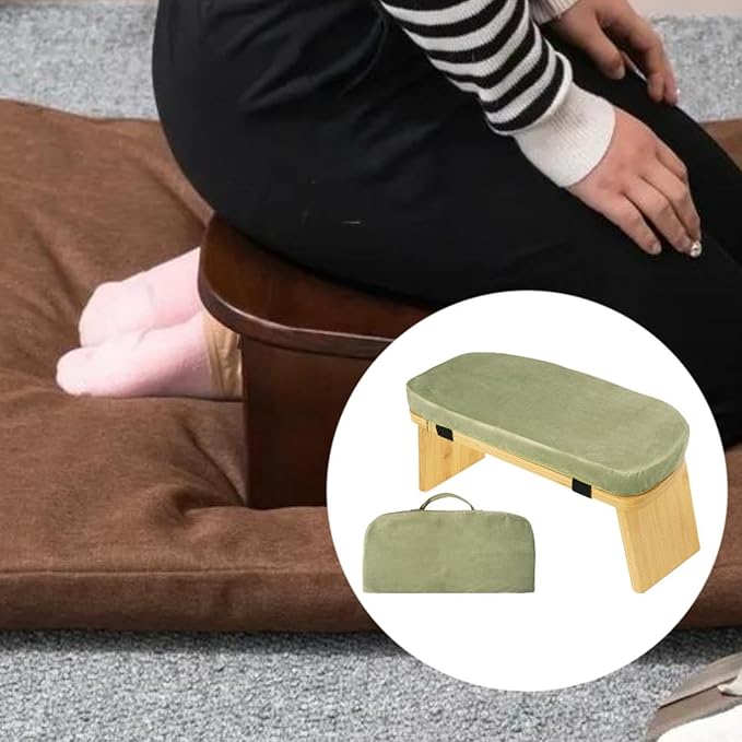 Meditation Bench with Cushion Ergonomic Non Slip Modern Support Kneeling Stool Soft for Indoor Outdoor Leisure Tea Ceremony