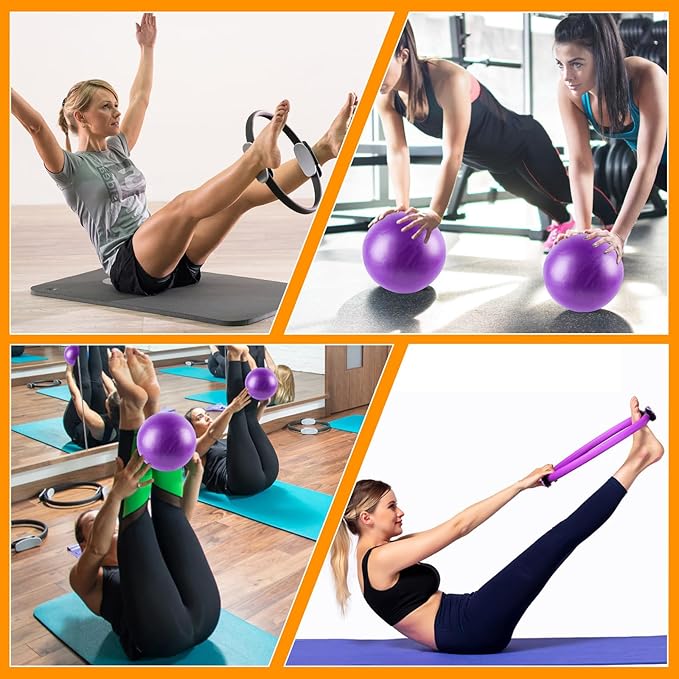 Pilates Ring Set - Complete Home Equipment Kit for Women with Magic Circle, Resistance Bands, Massage Balls, and Exercise for Toning and Flexibility