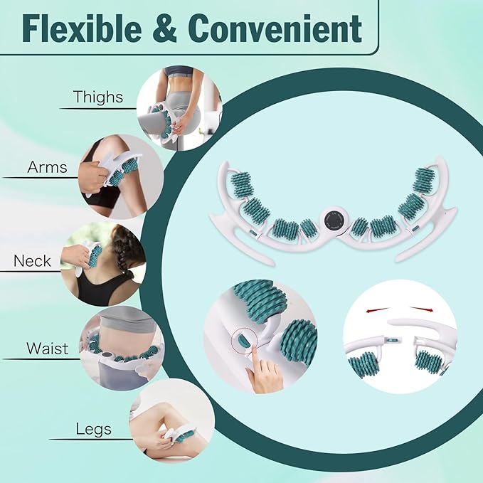 Cellulite Massage Tool Cellulite Roller for Legs/Thighs/Body, Lymphatic Drainage Massager Anti Cellulite Smooth & Firm Cellulite Remover Help Relax Muscles and Stimulate Circulation, Green-White