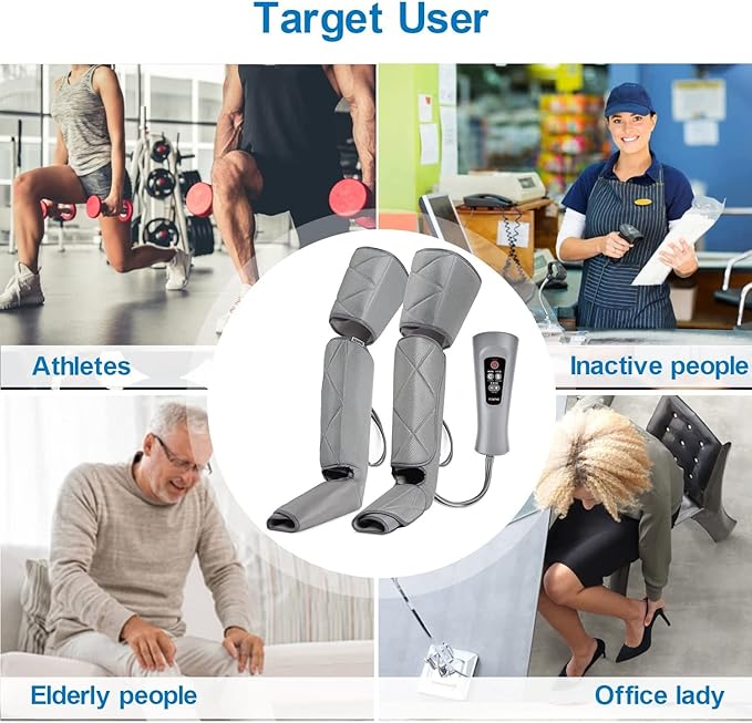 Leg Massager for Circulation - Foot and Calf Massager, Air Compression Leg Wraps Massage Boots Machine for Home Use Leg Massage - scd Machine for Calf, Thigh and Foot Massager, FSA or HSA Eligible