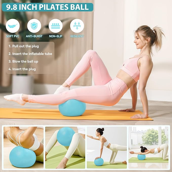 HASHMUST Pilates Ring Kit 12 PCS for Women, Home Workout Equipment with Magic Circle, Mini Exercise Ball, Resistance Bands, Massage Lacrosse, Yoga Strap, Full-Body Fitness Set for Toning & Gift