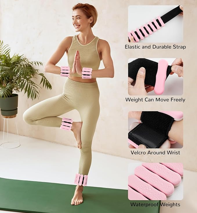 Wrist Ankle Weights for Women Men, Leg Arm Wrist Weights Bangles 1lb*2 2lb*2 Wearable Weights Pilates Weighted Bracelet for Strength Training Walking Swimming Yoga Physical Therapy