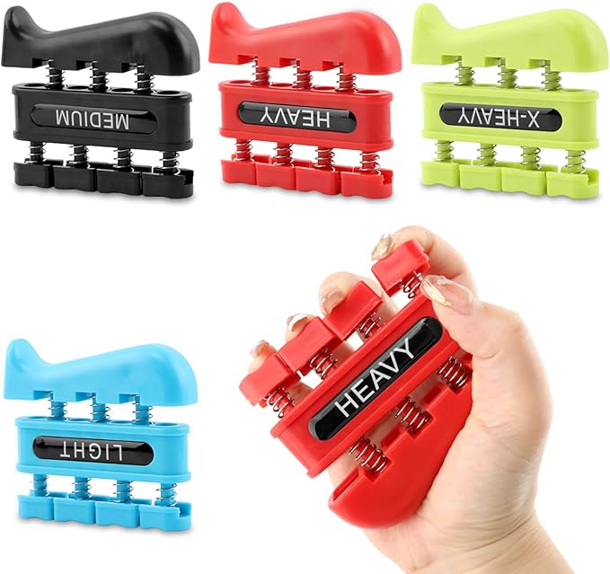4 Pcs Finger Strengthener,Hand Exerciser,Finger Strengt h Trainer for Improve Dexterity and Strength in Fingers,Hands,Forearms–Grip Strength Trainer for Musicians,Climbers,Athletes