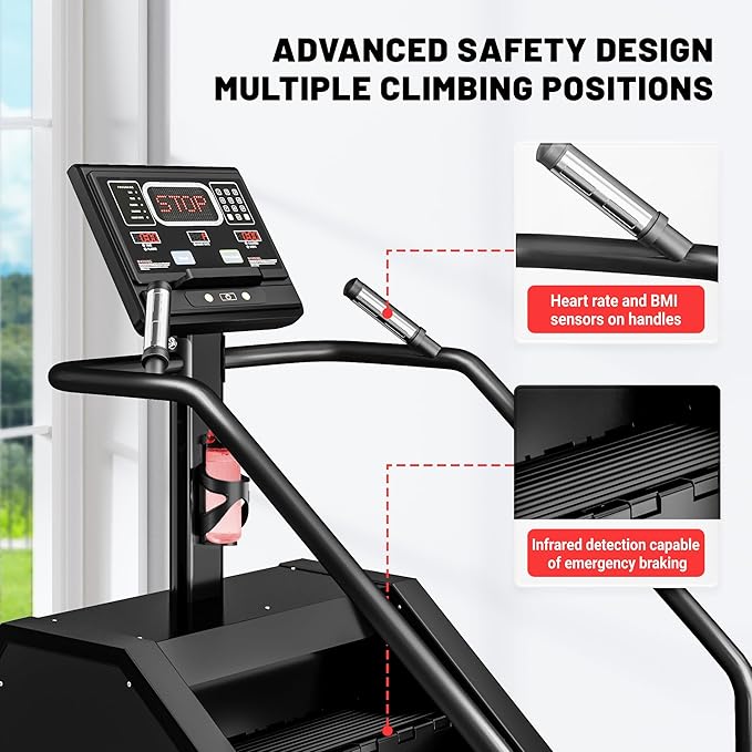Stair Stepper Machine with LED Screen, 550 LBS Commercial Grade Stairmaster Machine, Stair Climber with 15 Resistance Levels, 24-164 Steps/Minute