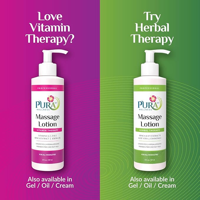 Vitamin Therapy 8 Fl oz Massage Lotion, Vitamin E, Professional, Massage Therapy, Deep Tissue, Unscented, Hypoallergenic, Natural Ingredients, Skin Hydrating, Moisturizing, Muscle Relief