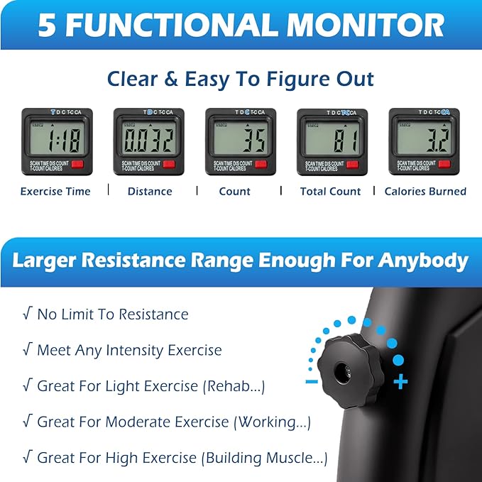 TABEKE Under Desk Bike Pedal Exerciser - Mini Exercise Bike for Arm/Leg Exercise, Pedal Exerciser for Seniors with LCD Display 26116