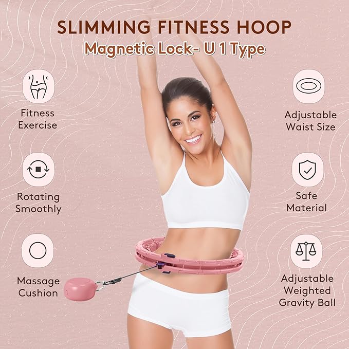 30/24/12 Knots, Upgraded Magnetic Lock Weighted Hula Hoop for Kids Adults Weight Loss, Infinity Hoop Plus Size, Home Indoor Outdoor, Fitness Exercise, Abdominal Toner