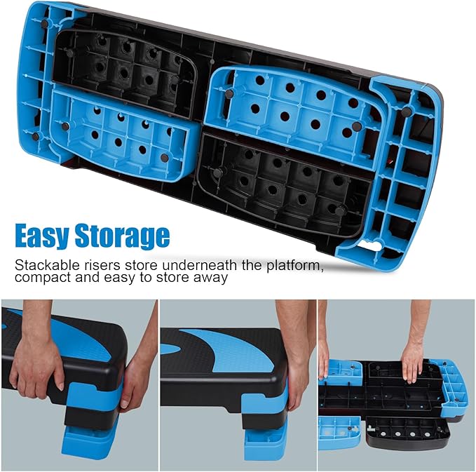 Aerobic Step Platform Exercise Step with 3 levels Adjustable Height Non-Slip Exercise Stepper for Cardio, Strength, and Fitness Workouts at Home or Gym