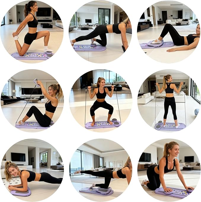 Pilates Reformer,Mini Portable Foldable Pilates Board for Home Workout,Multifunctional Pilates Reformer Sets for Women