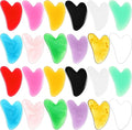 24 Pcs Gua Sha Facial Tool Resin Facial Massage Tools Heart Shaped Gua Sha Stone Guasha Board for Face Body Skin Massage Spa Acupuncture Prevent Wrinkles (12 Colors)