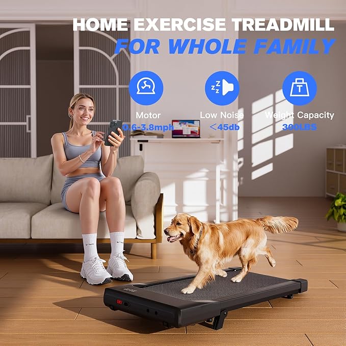 Walking Pad, 6% Walking Pad with Incline, No-Assembly Walking pad Treadmill with APP and Remote Control, LED Display, 2.5 HP Quiet Under Desk Treadmills, 300 lbs Capacity