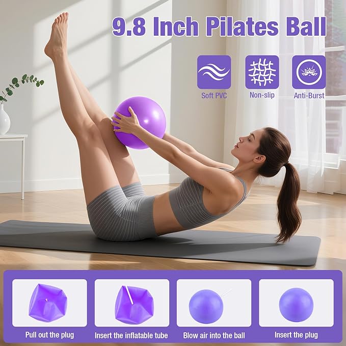 ASIEIT 13 PCS Pilates Kit for Women, Home Pilates Equipment with 5 Resistance Bands, 14'' Magic Circle, Pilates Ball and Ring, Compact Workout Set for Home Workout, Strength and Flexibility