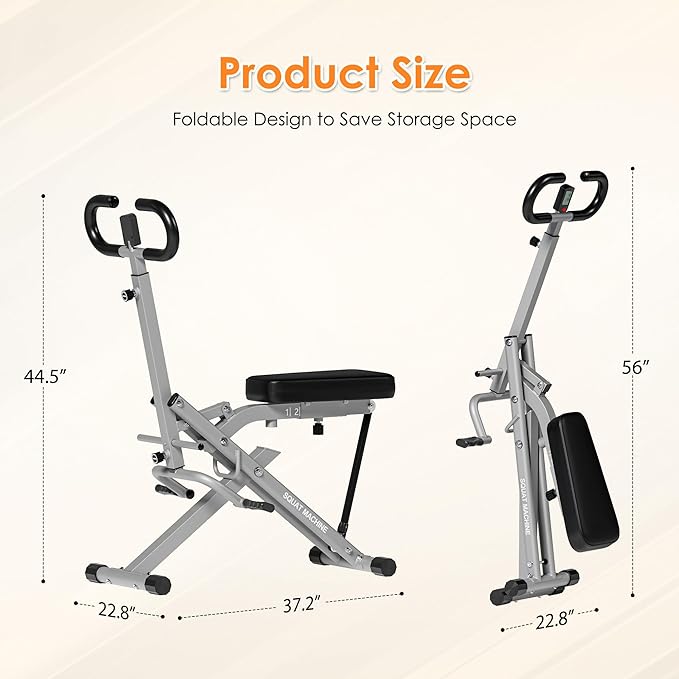 DlandHome Squat Machine, Squat Rowing Machine with Adjustable High-Strength Resistance Band for Home Gym, Foldable Leg Glute Trainer for Full Body 330lbs