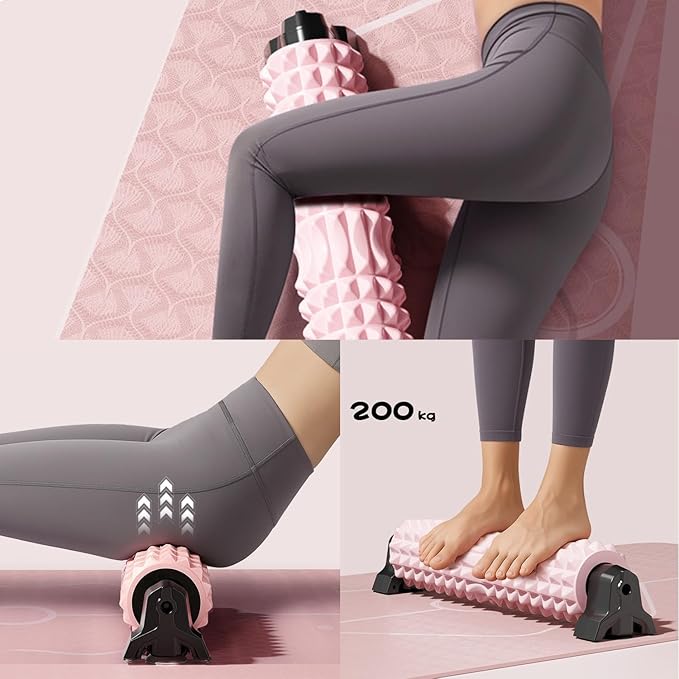 Portable Foam Roller with Suction Cup for Muscle Massage & Sawtooth Trigger Point Therapy (Purple)