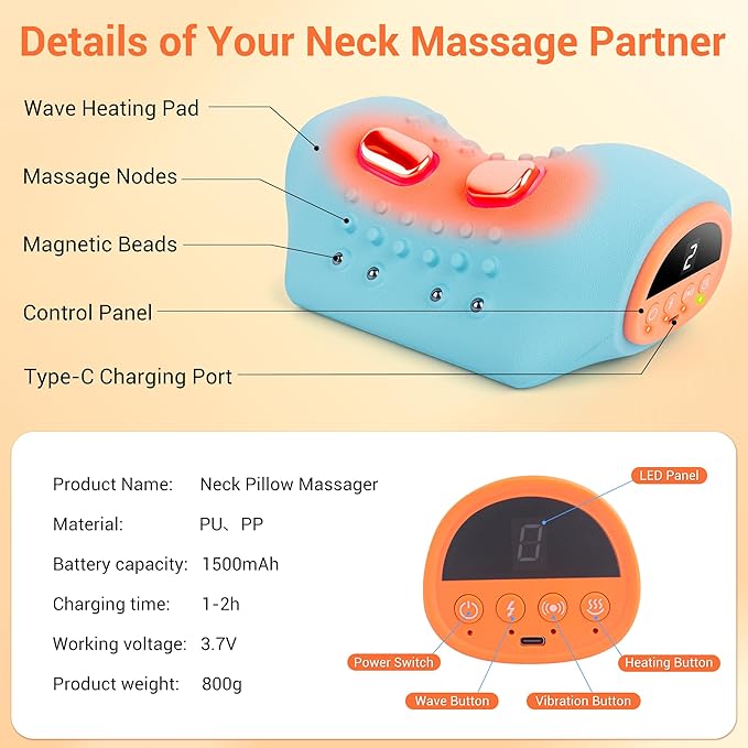 Upgraded Neck Massager 2026, Neck and Shoulder Massager with Heat, Stretcher, Vibration, Portable Cervical Traction Device, Neck Massagers for Pain Relief Deep Tissue