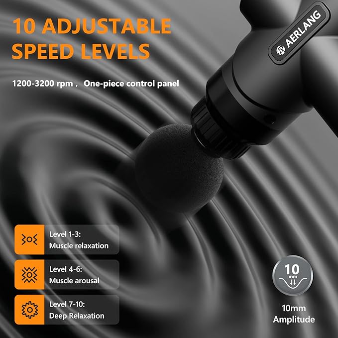 AERLANG Mini Massage Gun,Muscle Deep Tissue Massager Gun, Handheld Percussion Back Massager, Portable Quiet Massage Gun with Carry Case for Home Office Gym Gifts for Men Dad(Black)