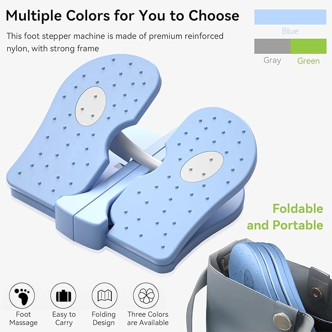 Mini Stepper Trainer, Reinforced Nylon Foot Stepper Exercise Machine Quiet Stair Stepper Foldable Leg Exerciser Peddle for Home Office