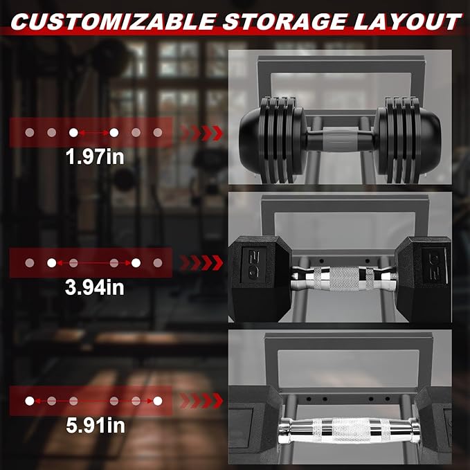 Dumbbell Rack, 2-Tier | 3-Tier Weight Rack for Home Gym, 300LB | 450LB Adjustable Dumbbell Rack Stand Only Weight Storage Rack Gym Organizer