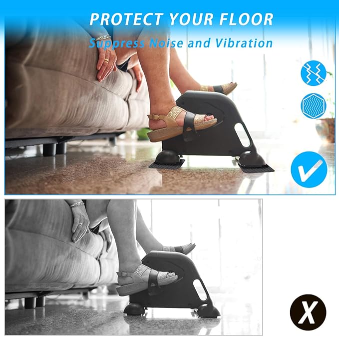 Anti-Slip Equipment Mats for Under Desk Pedal Exerciser 4 Pack 4" x 4" x 0.2" Double-Sided Silicone Pads Durable Floor Protectors for Elliptical Machines Leg Exercisers Treadmills