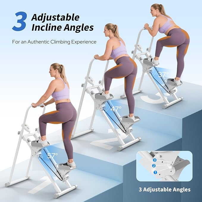 Foldable Stair Stepper for Home, Adjustable Stair Climber with 4 Heights & 3 Angles, Compact Folding Vertical Stair Master for Exercise at Home for Full-Body Workout