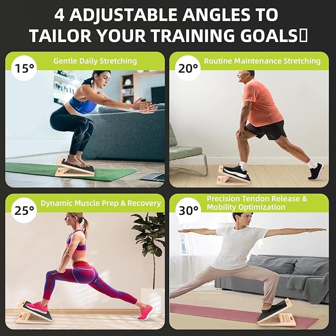 Adjustable Wooden Slant Board for Calf Stretching ,Portable Calf Strecther Incline Board for Knees Ankle Heel Feet Leg,Slanted Board for Physical Therapy