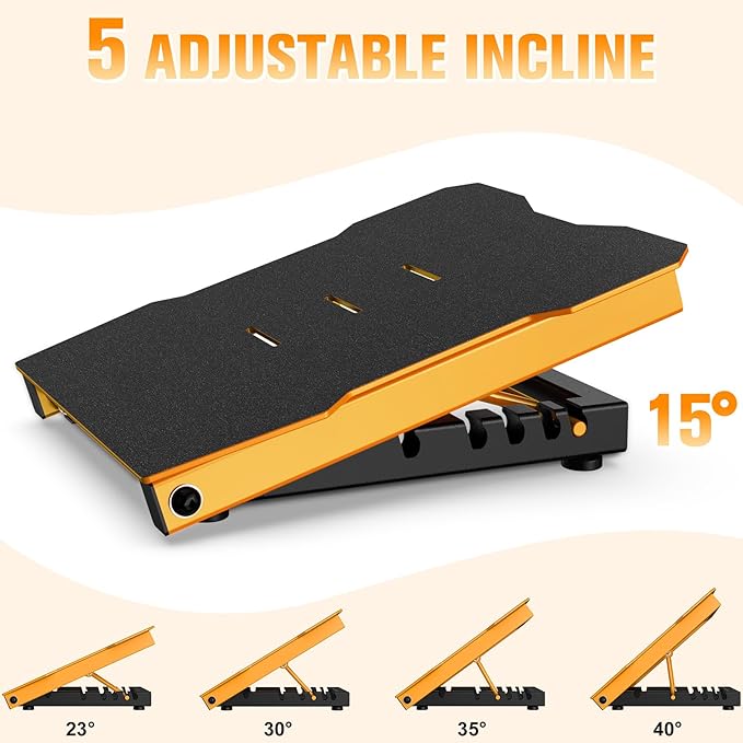 Steel Slant Board Calf Stretcher 600lbs Weight Capacity Squats Wedge 5 Adjustable Incline Balance Board for Foot Leg Hamstring Knees Ankle Heel Stretching Training for Home Gym or Commercial