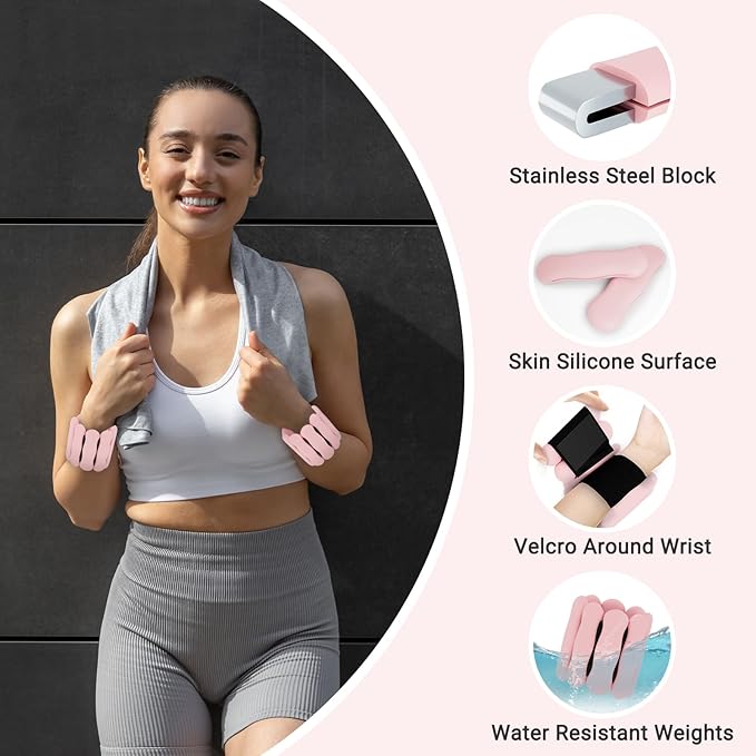 Wrist Ankle Weights for Women Men, Leg Arm Wrist Weights Bangles 1lb*2 2lb*2 Wearable Weights Pilates Weighted Bracelet for Strength Training Walking Swimming Yoga Physical Therapy