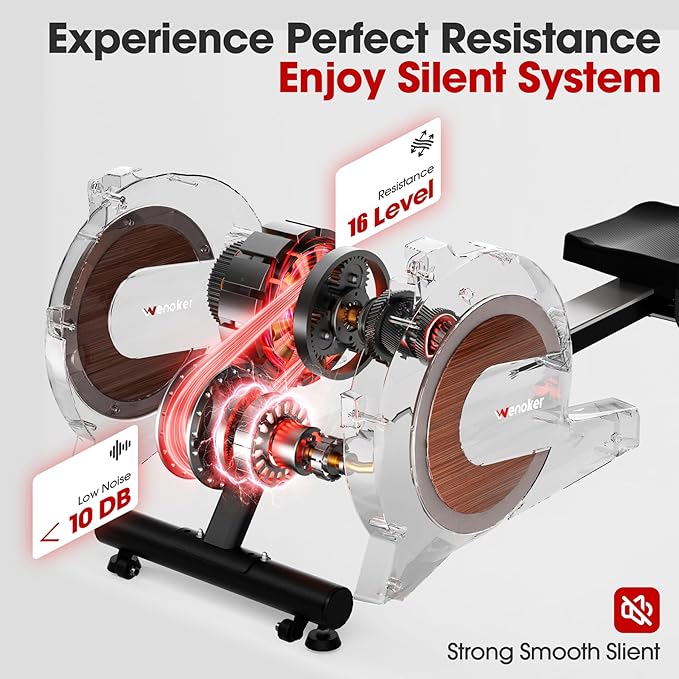 Rowing Machine for Home, Magnetic Rower Machine, 350 LB Weight Capacity, 16-Level Silent Resistance Row Machine for Gym Exercise Full-Body Workout Compact Rower with LCD Monitor Tablet Holder