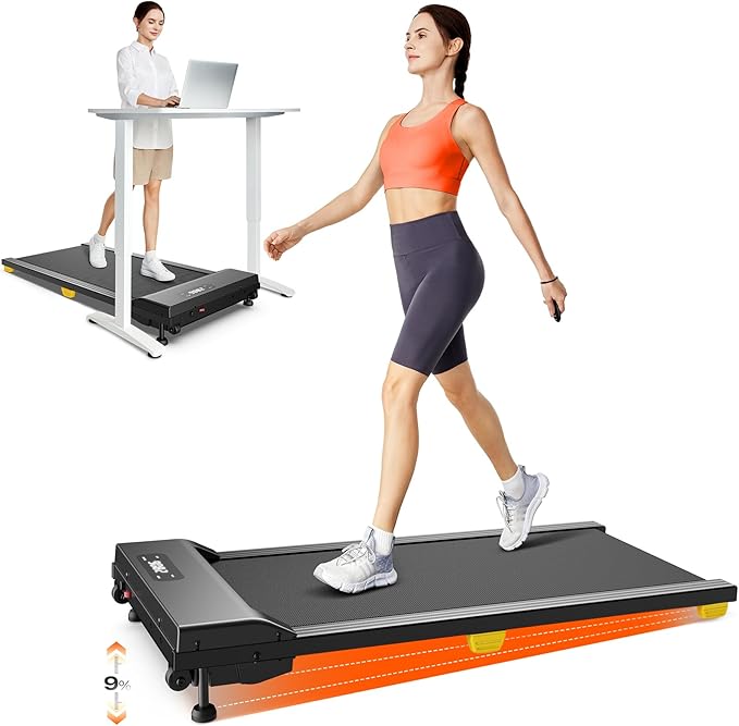 Walking Pad with 9% Incline, Compact Under Desk Treadmill for Home, 2.5HP Powerful 3 in 1 Portable Treadmill with Remote Control, Walking Pad for Home and Office