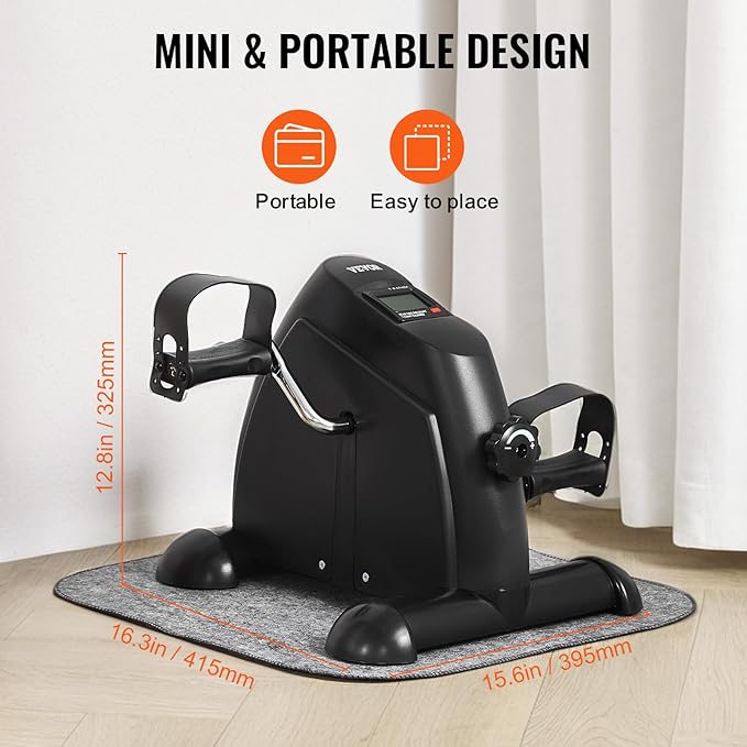 VEVOR Under Desk Bike Pedal Exerciser, Mini Exercise Bike for Arm/Leg Exercise, Multi-level Resistance Pedal Exerciser for Home Office Workout, Cycling Portable Peddler with LCD Display & Non-Slip Mat