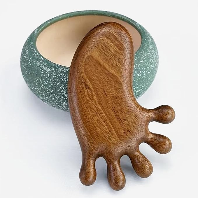 Sandalwood Foot Massage Tool, Traditional Manual Reflexology Tools, Wooden Acupressure Massager for Deep Tissue, Body, Hand, Meridian Therapy, Cute Foot-Shaped Design