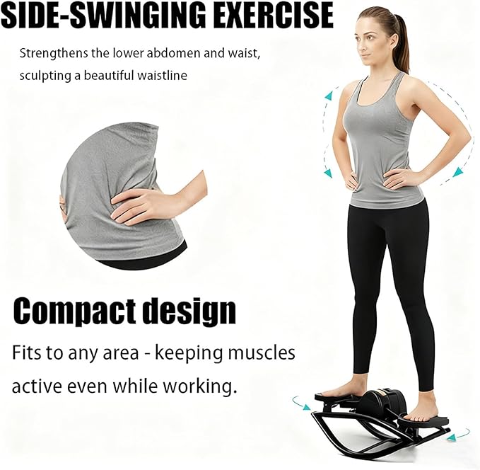 Rock Stepper Exercise Machine, Foldable Lateral Stepper Side to Side with LCD Monitor, Carbon Steel Step Machine for Home Office, Heavy Duty 220lbs Capacity Rocking Stepper