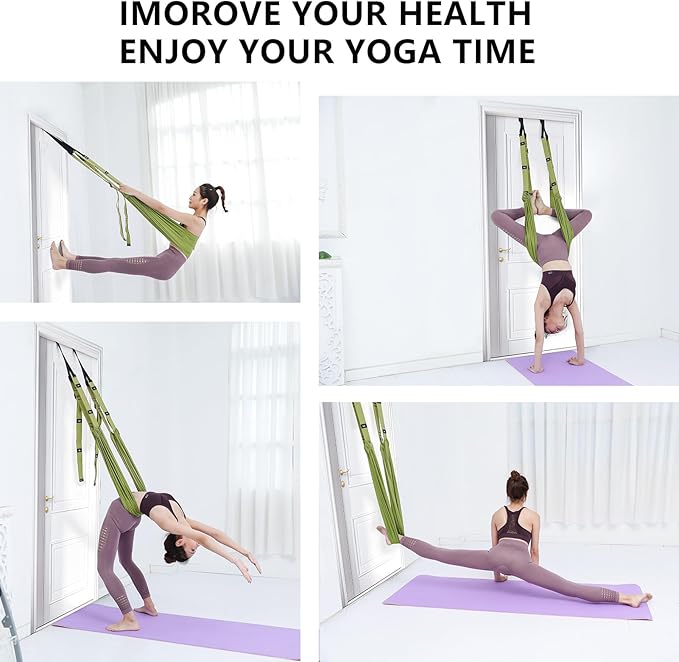 Yoga Stretching Strap, Leg Waist Back Bend Auxiliary Yoga Stretch Band, Upgraded Version with Door Anchor 2 Resistance Rope Stretch Strap Inversion Trainer for Pilates Dance Aerial Yoga Fitness