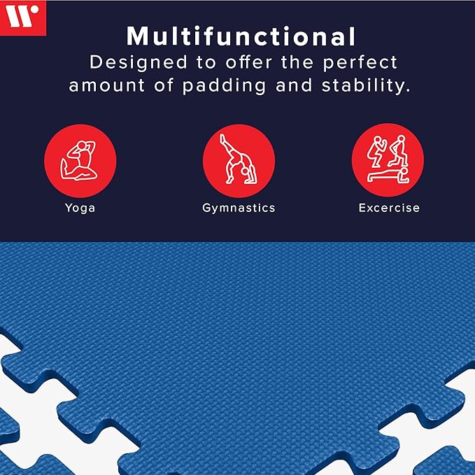 We Sell Mats 3/8" Thick Multipurpose EVA Foam Exercise Floor Mat, Interlocking Tiles, Anti-Fatigue for Home or Gym