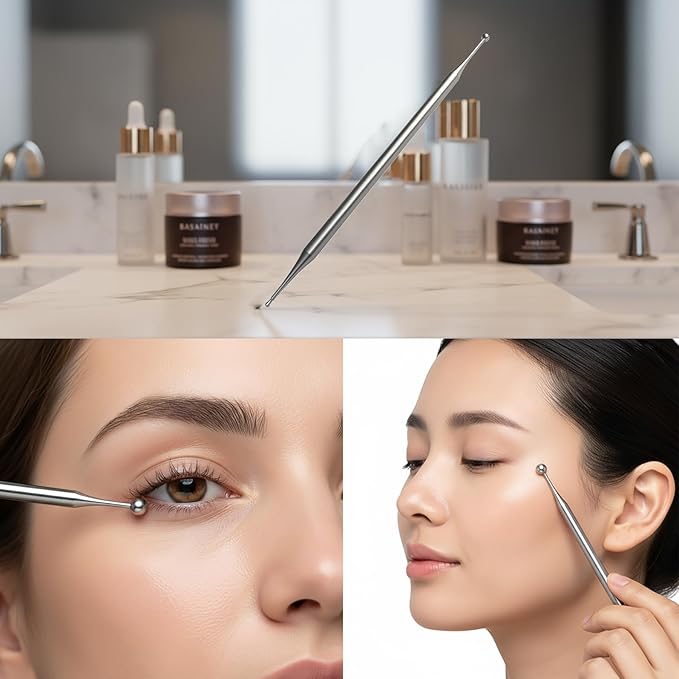 BYYDDIY 6.3inch Stainless Steel Dual Head Facial Reflexology Tools,Ear Massage Tool,Body Point Probe Pen &Trigger Point Massager Tool for Deep Tissue (6.3inch)