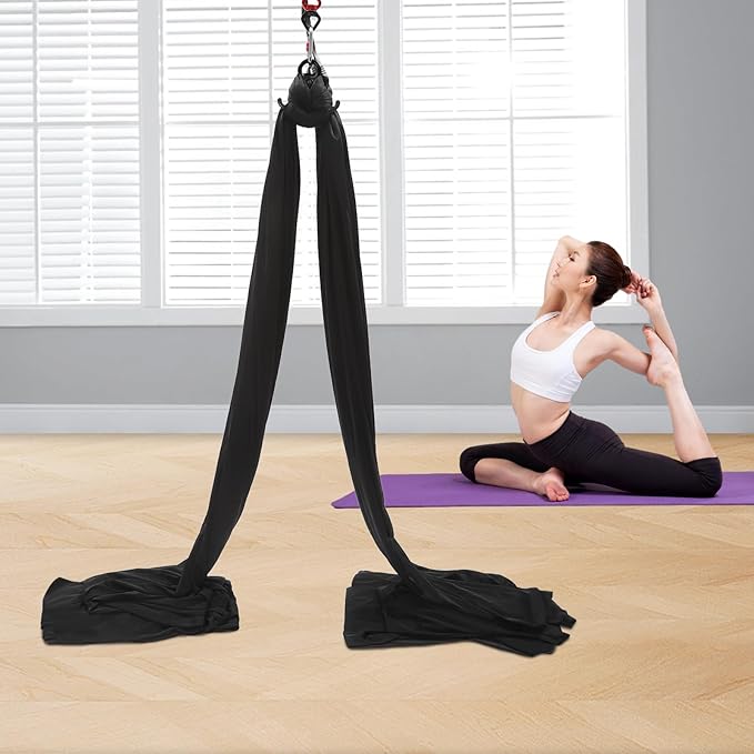 Aerial Silks Starter Kit, 5.4 Yards Durable Aerial Yoga Hammock Kit Anti-Gravity Flying for Fitness, Swing Aerial Yoga Hammock for Acrobatic, Circus Arts, Dance, Gymnastics