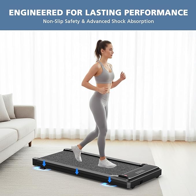 OLIXIS Walking Pad Treadmill for Home, Under Desk Treadmill for Small Space, Portable Design for Home Office Workouts, LED Display with Remote Control, Low Noise