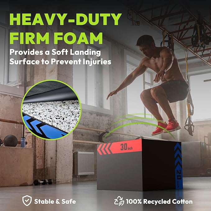 3-in-1 Plyometric Box, Jumping Exercise Equipment Trainer with Non-Slip Surface for Workout Training, Pro-Duty HIIT Exercise Foam Plyo Box, Home Gym
