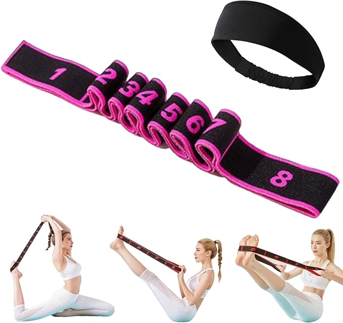 Fitness Resistance Band for Stretching and Yoga, Fashion Puller Exercise, Fitness Resistance Bands with Handles, Adjustable 8 Segment Numbered Resistance Band for Full Body