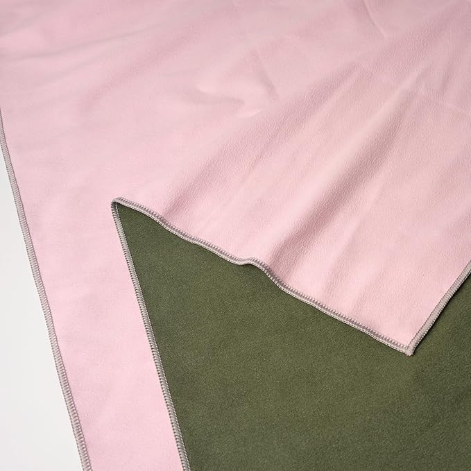 Eunzel Hot Yoga Towel, Reversible Two-Tone Non-Slip Yoga Mat Towel, Sweat Absorbent for Hot Yoga, Pilates and Workout, 72" x 26.5", Army Green& Pink