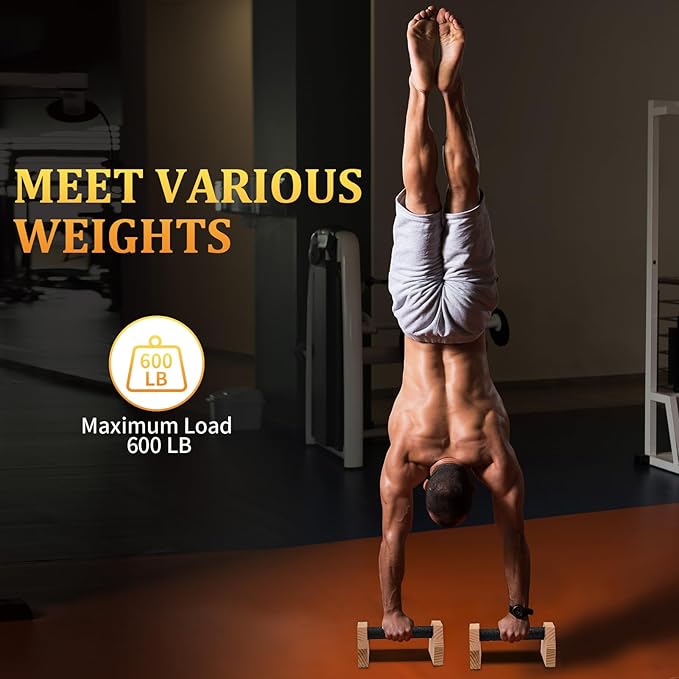 Push-up Stand, 2 PCS Wood Pushup Bars Non-Slip Base Exercise Home Workout Equipment