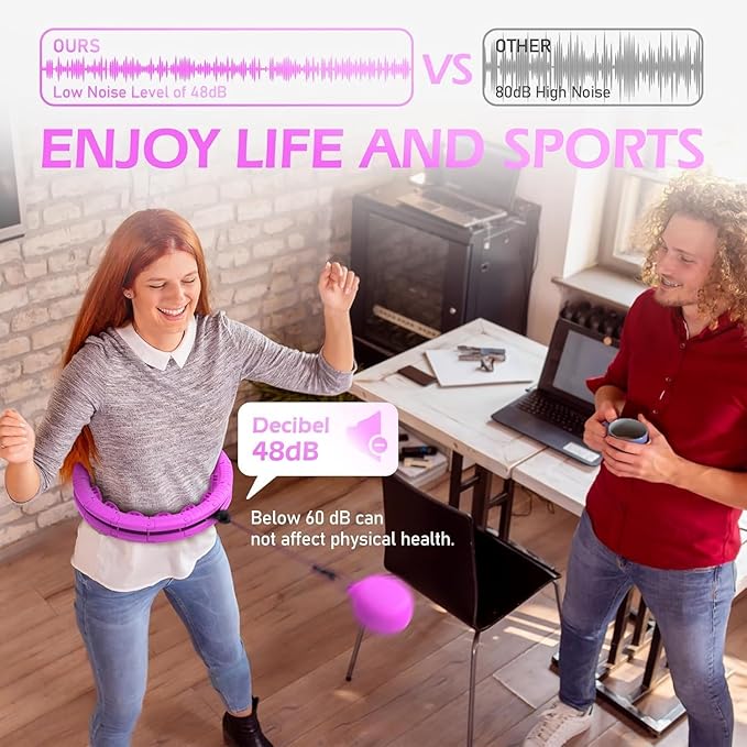 Weighted Hula Circle with 26/32 Links(56-66 Inch) for Adults Weight Loss, Infinity Fitness Hoop Plus Size, for Women Smart Exercise Equipment