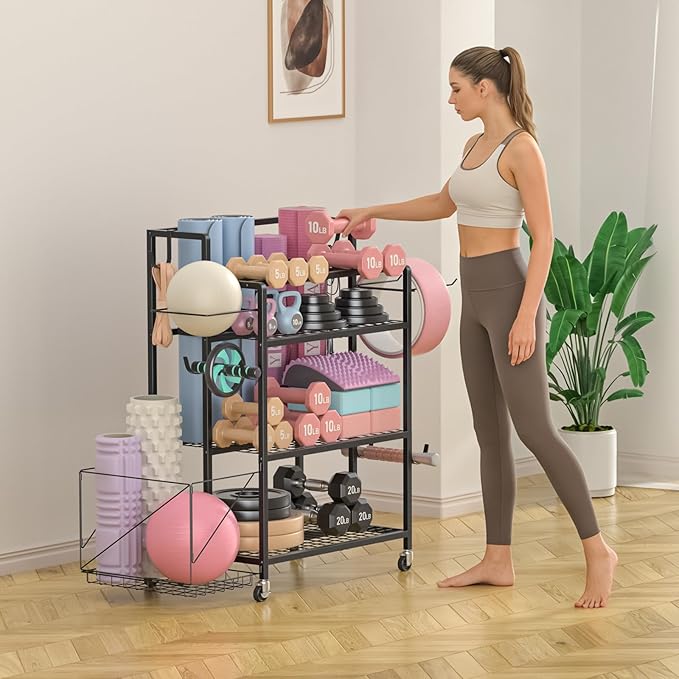 Dumbbell Rack, Utility Weight Storage Racks, Home Gym Storage for Dumbbell Set，Kettlebells，Yoga Mat and Workout Equipment