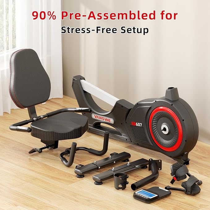 VANSWE Recumbent Exercise Bike, Recumbent Stationary Bikes for Home 400 LBS Weight Capacity, Exercise Bike for Home Seniors with Smart App and Bluetooth Connectivity, LED Display, Pulse Handle